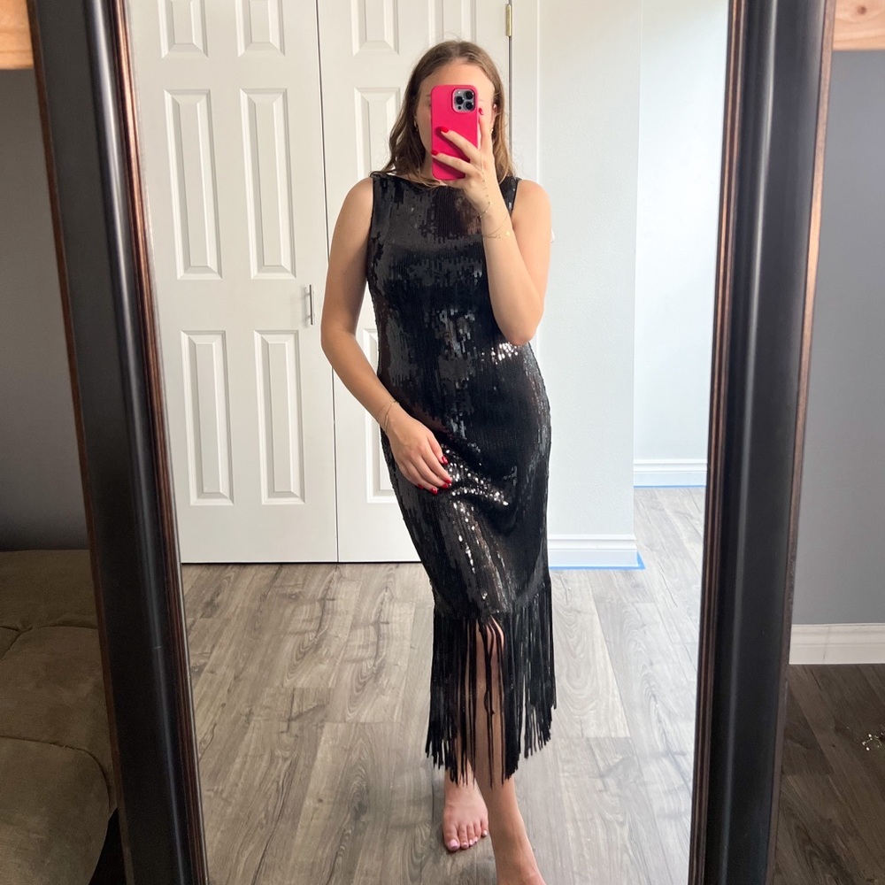 NWT Nanette by Nanette Lepore Black Deco Sequin Cocktail Dress Size 10